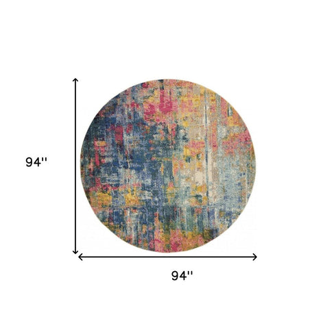 2' X 6' Blue And Yellow Abstract Power Loom Non Skid Area Rug